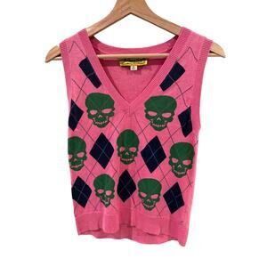 Libertine X Target Skull Argyle Sweater Vest Medium